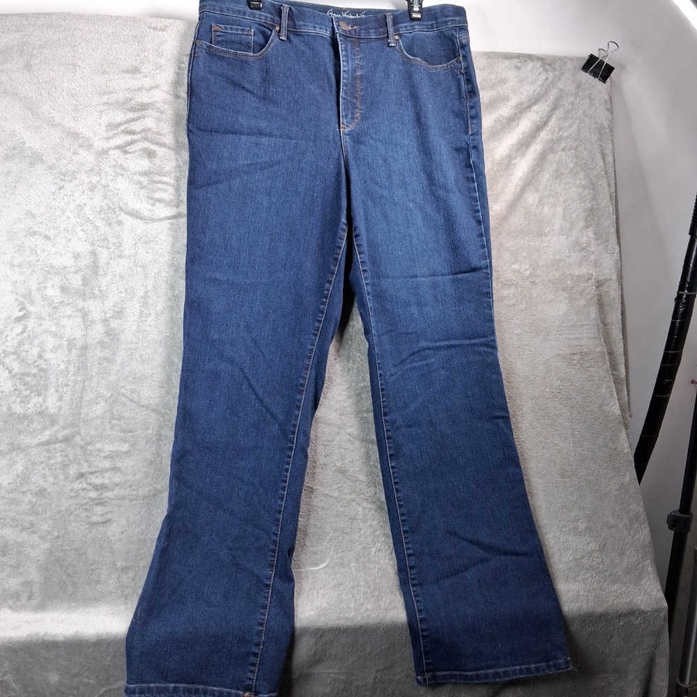 Gloria Vanderbilt Jordyn Curvy Barely Boot Jeans Dark Wash Blue Denim Size 16